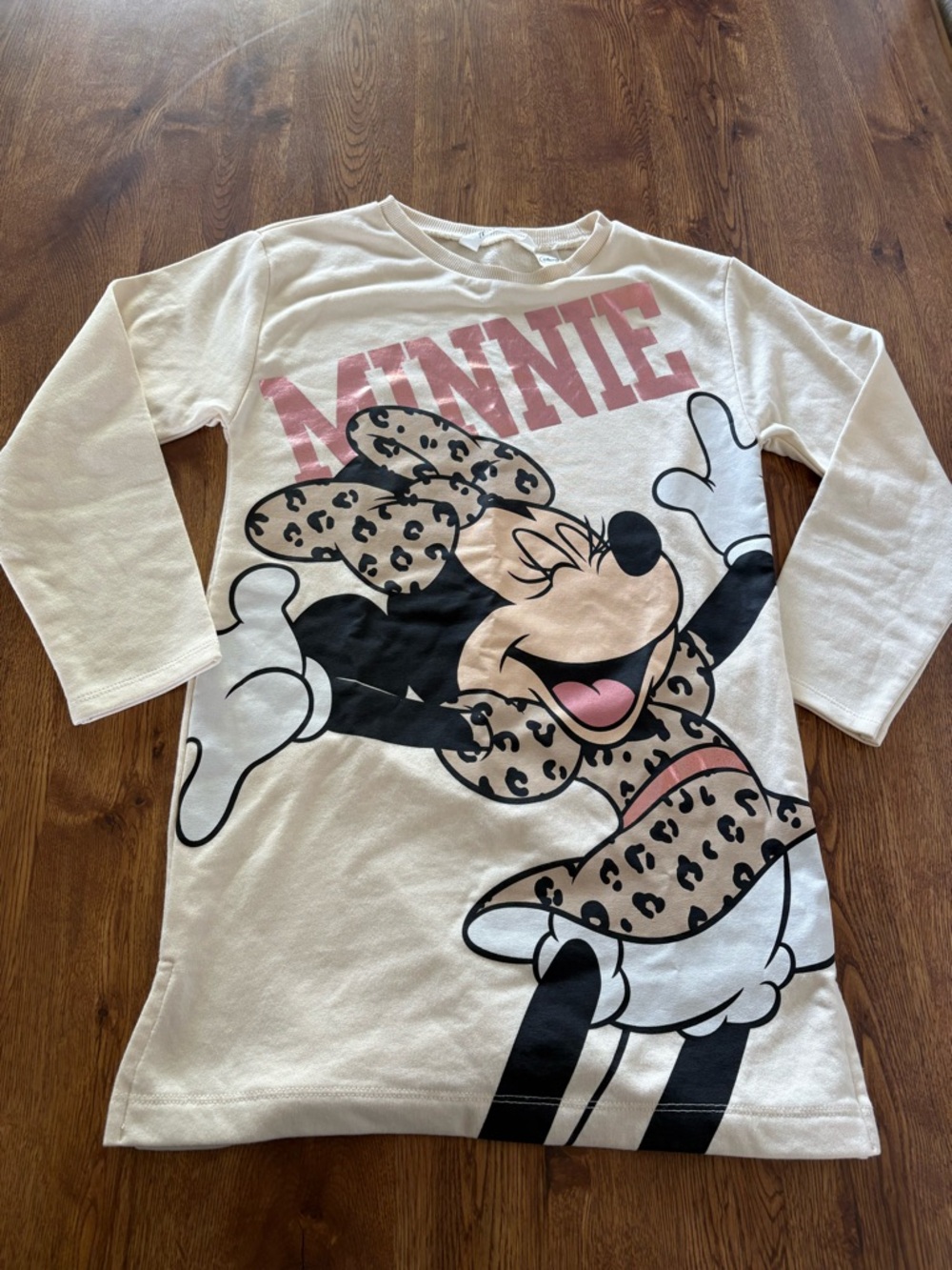 NWOT H&M/Disney Minnie Mouse Sweatshirt Dress With Pink Foil Letters Girls Sz 8 - Picture 9 of 9